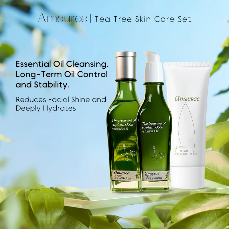 sex 4 Amource Tea Tree Cleaser, Toner, Essence Skin Care Set Anti-acne Nourishing Hydrating Gift Set