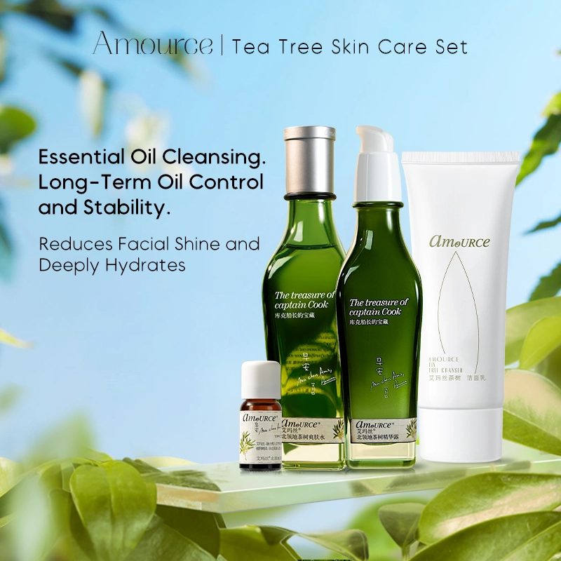 1sex 5 Amource Tea Tree Cleaser, Toner, Essence Skin Care Set Anti-acne Nourishing Hydrating Gift Set